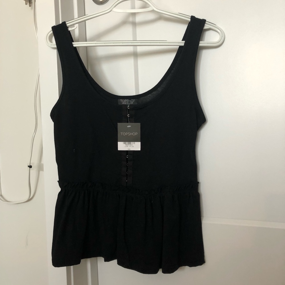 Topshop Hook and Eye Peplum Tank Top NWT
